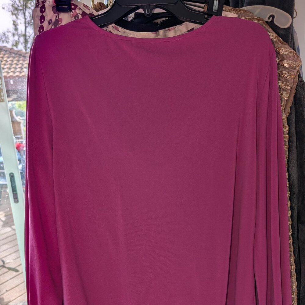 Trina Turk Deep Rose Cowl Neck Long Sleeve Blouse  Size XL